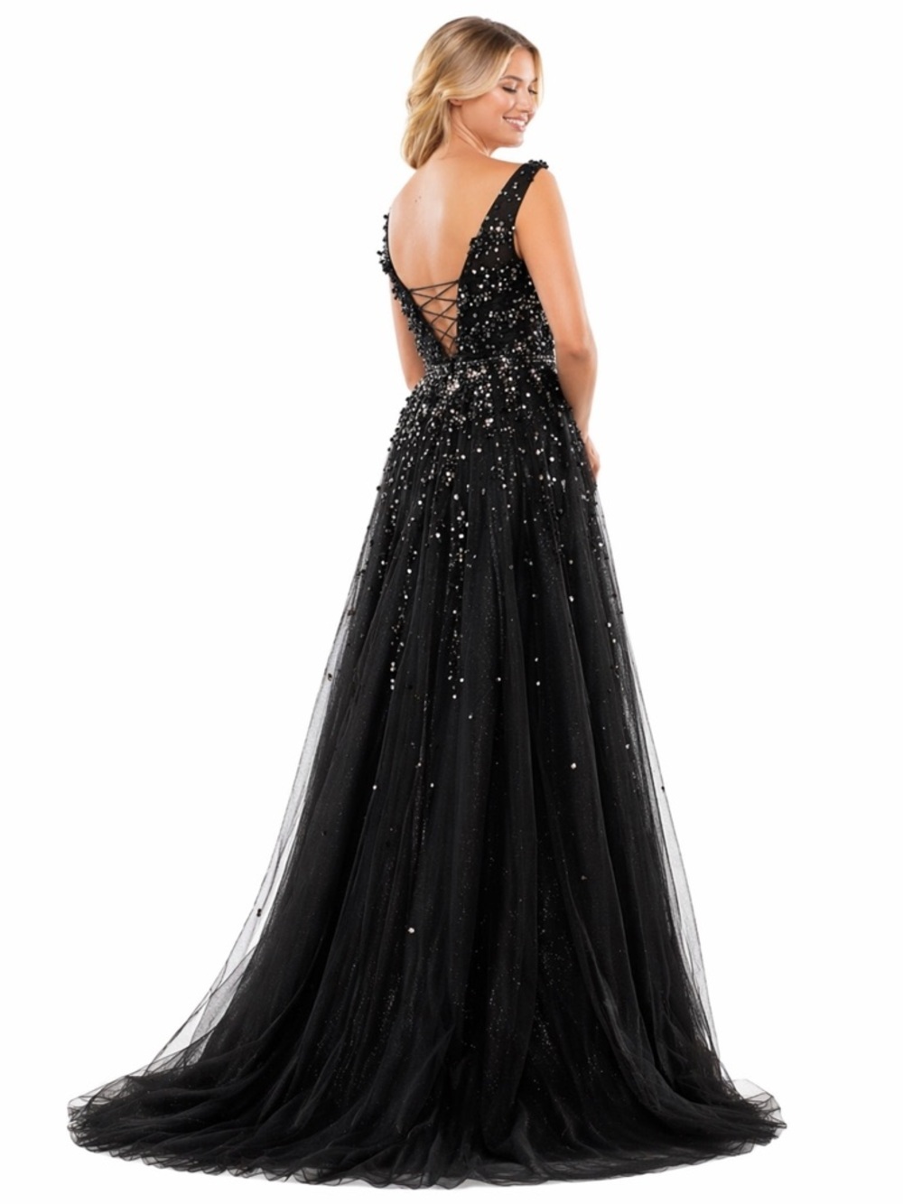 Colors Black Beaded Maxi Gown Size 4 NWT Pageant Galas Formal